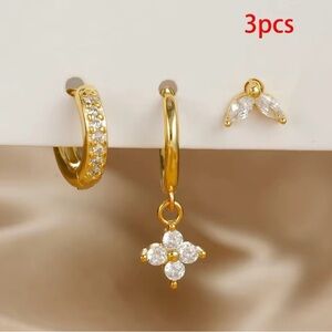 3 PCS Set Gold Cartilage Piercing Stud